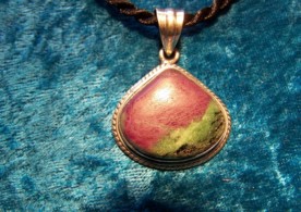 Ruby Zoisite, Sterling Silver Pendant with cord