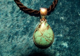 Robins egg Turquoise, Sterling Silver Pendant with cord