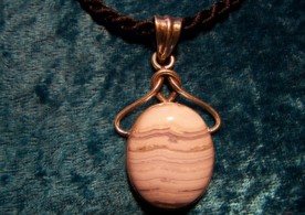 Pink Rhodochrosite, Sterling Silver Pendant with cord