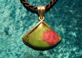 RubyZoisite, Sterling Silver Pendant with cord