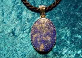 Lapis Lazula, Sterling Silver Pendant with cord