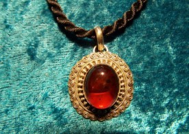 Amber, Sterling Silver Pendant with cord