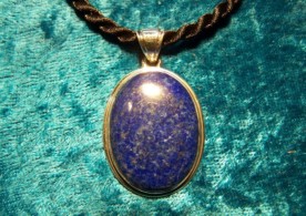 Lapis Lazuli, Sterling Silver Pendant with cord