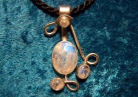 Moonstone, Sterling Silver Pendant with cord