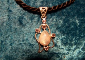 Amethyst,Moonstone, Sterling Silver Pendant with cord
