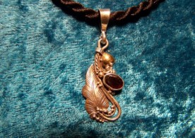 Garnet, Sterling Silver Pendant with cord