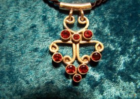 Garnet, Sterling Silver Pendant with cord