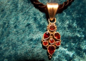 Garnet, Sterling Silver Pendant with cord