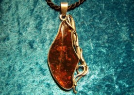 Amber, Sterling Silver Pendant with cord