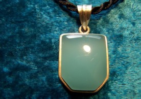 Chalcedony, Sterling Silver Pendant with cord