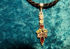 Amethyst,Garnet,Peridot,Topaz, Sterling Silver Pendant with cord