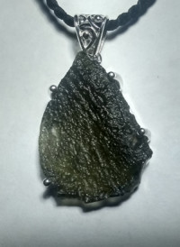 Pendant,Moldavite Sterling Silver with cord